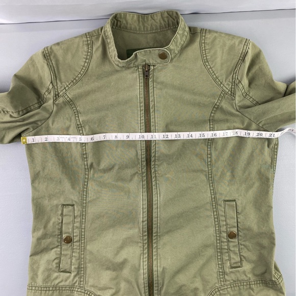 Eddie Bauer Military Jacket Olive Green Brass Full Zip Lightweight Casual Coat L - Picture 9 of 14